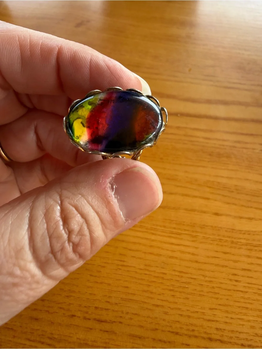 Multicolor Glass Cabochon Statement Ring - Women Jewelry